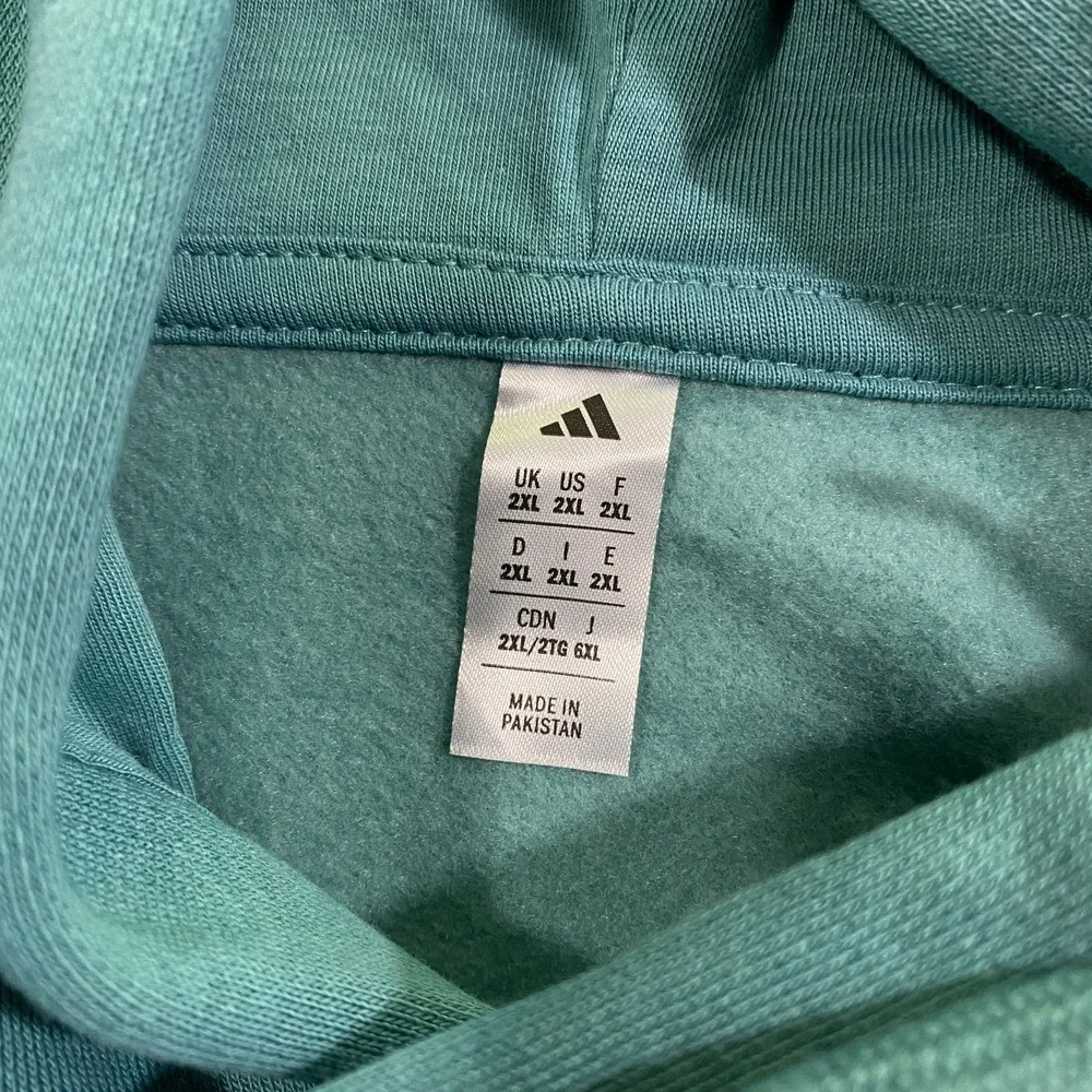Adidas 3D Retro 70s Striped Logo Hoodie Mens XXL Powder Teal Disco Groovy NWT